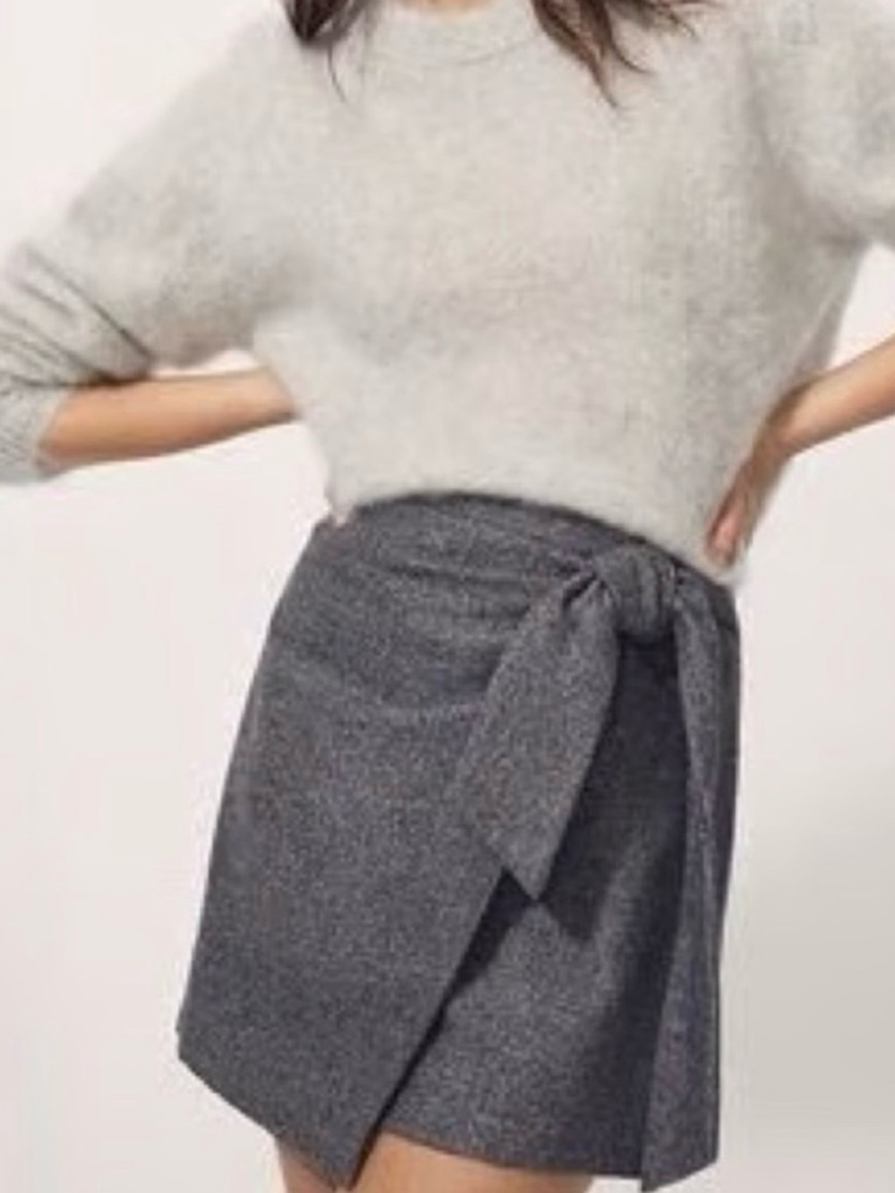 Wilfred Charcoal Tie-Front Mini Skirt